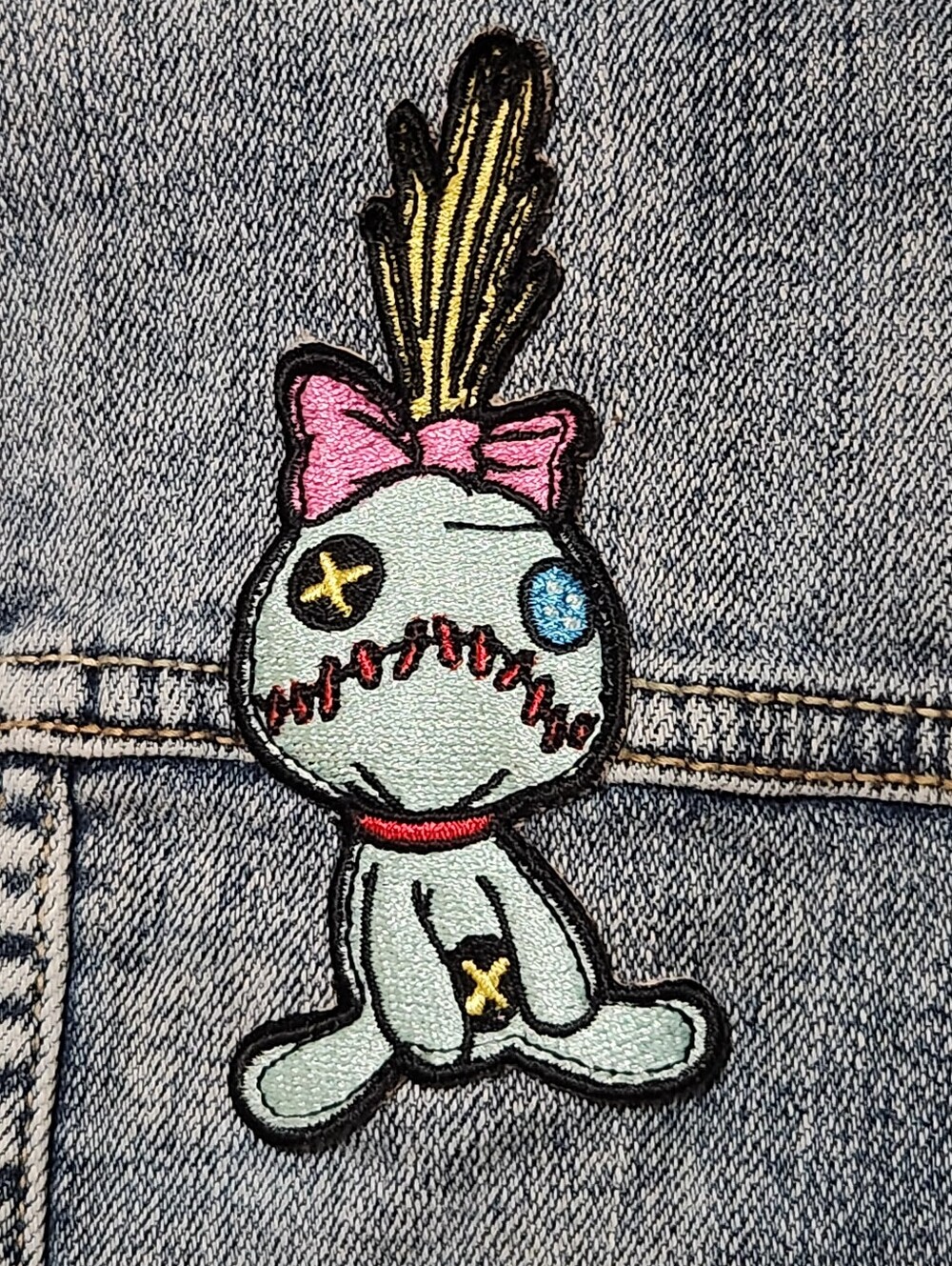Disney Lilo & Stitch Denim Patch Jacket Size XS - Picture 4 of 10